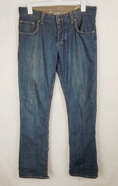 Stitch's Denim Texas blue button fly distressed jeans Size 34 Western Retro